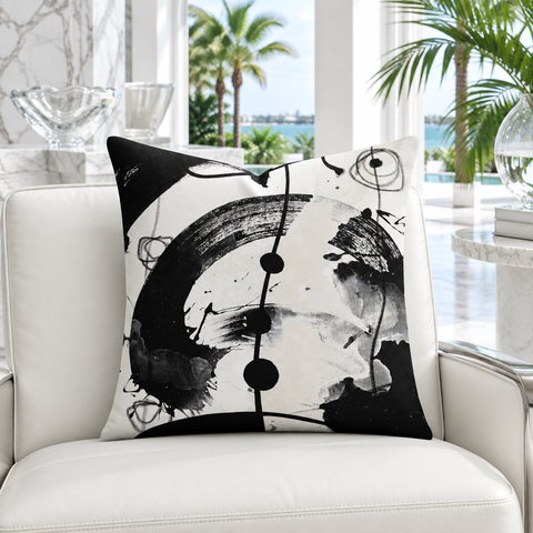 Modern Black White 2-5 pillow in white marble Palm Beach villa
