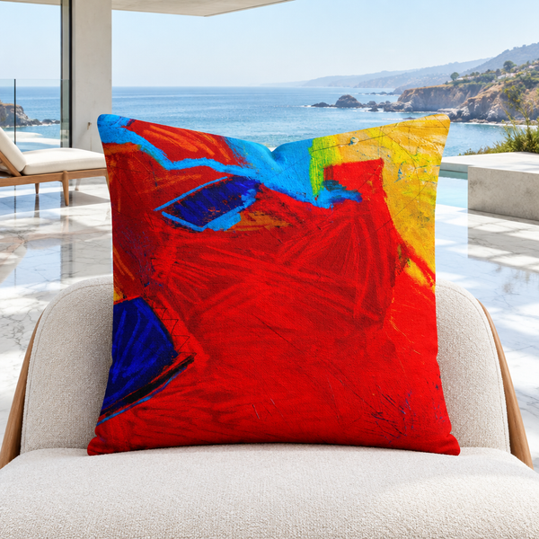 Emotions 2 pillow upright in a modernist Malibu coastal villa