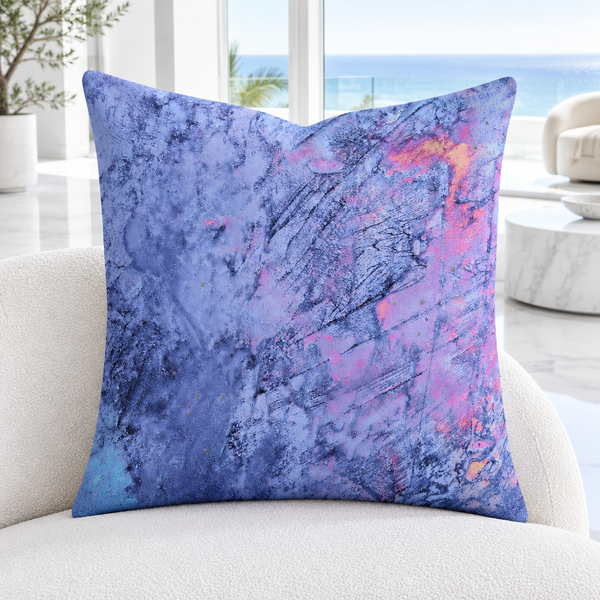 Sunrise pillow upright in a bright-white modern Malibu residence