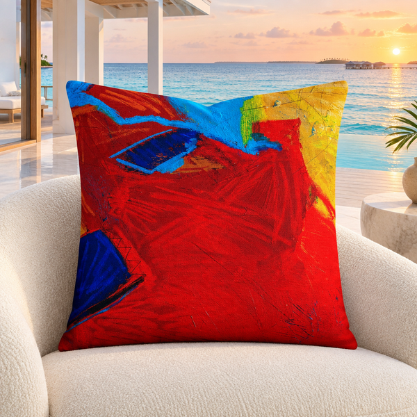 Emotions 2 pillow upright in a modern Maldives resort at sunset