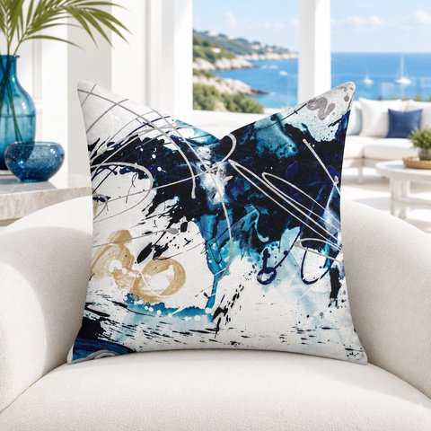 Nautical 2 pillow in bright white waterfront villa