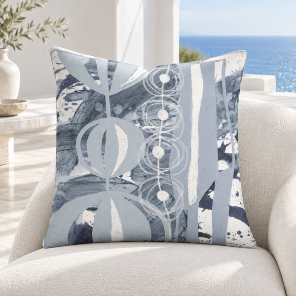 Gray 2 pillow in bright white modern coastal home