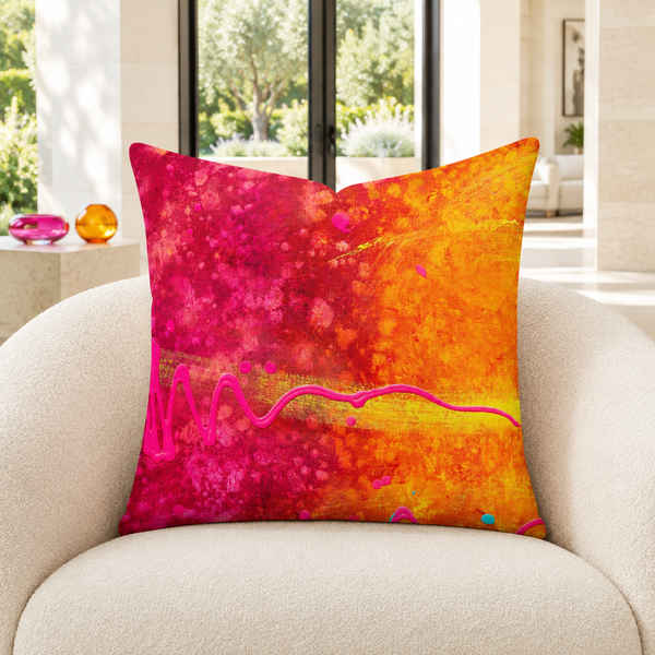 Summertime - 2 pillow in white villa with matching pink and amber glass