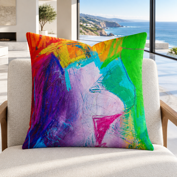 Emotions 3 pillow upright in a modernist Malibu coastal villa