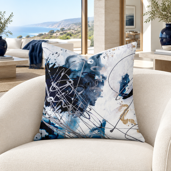 Nautical 2 - 3 pillow in Malibu villa with navy decor