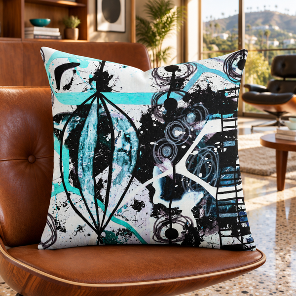 Mid-century modern Hollywood Hills home, angle 2 - Modern Black White & Aqua