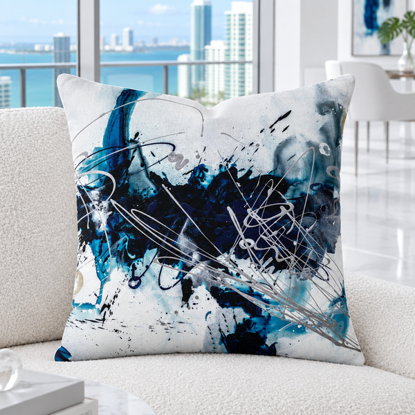 Nautical 2 - A pillow close-up in a white Miami Beach condo