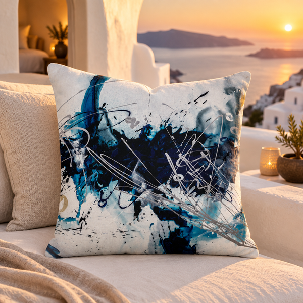 Nautical 2 - A pillow close-up in Santorini at sunset