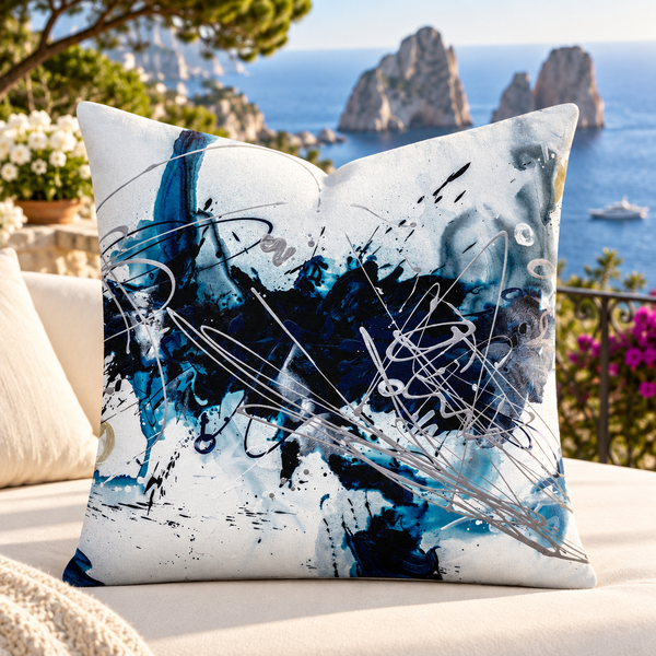Nautical 2 - A pillow upright on a Capri clifftop terrace