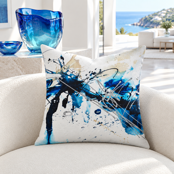 Nautical - A with blue glass in a white coastal room