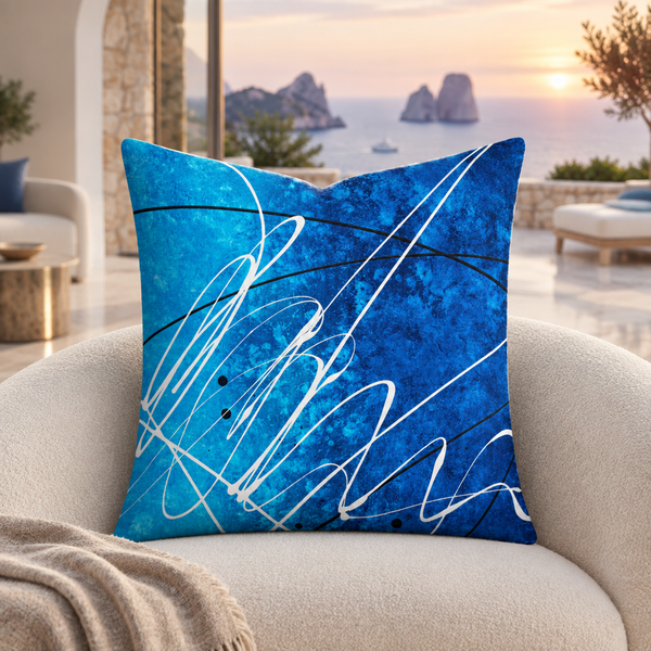 Ocean Breeze 2b pillow in a Capri villa at sunset