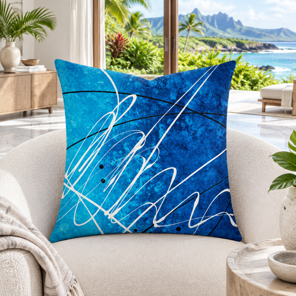 Ocean Breeze 2b pillow in a cool-white Kauai resort suite