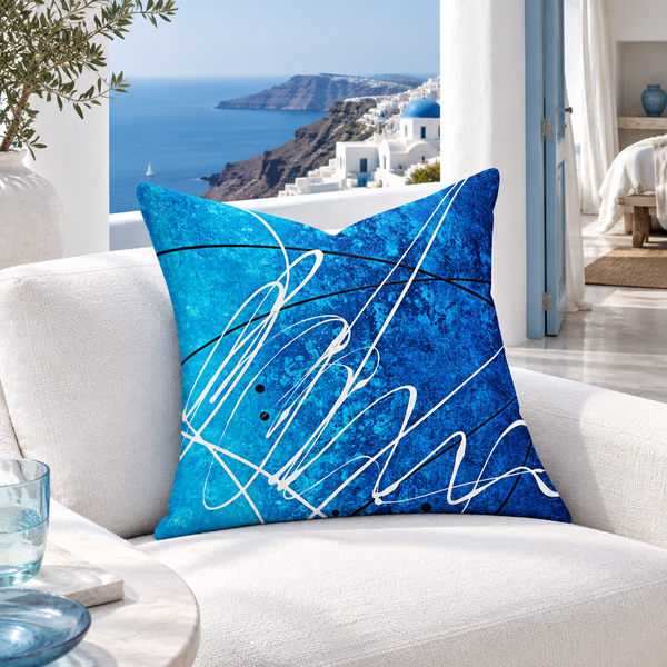 Ocean Breeze 2b pillow in a Santorini villa