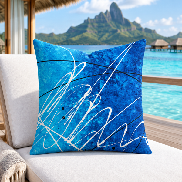 Ocean Breeze 2b pillow on a Bora Bora villa deck