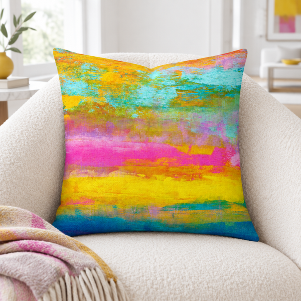 Opal pillow close-up in a reading nook with one soft throw