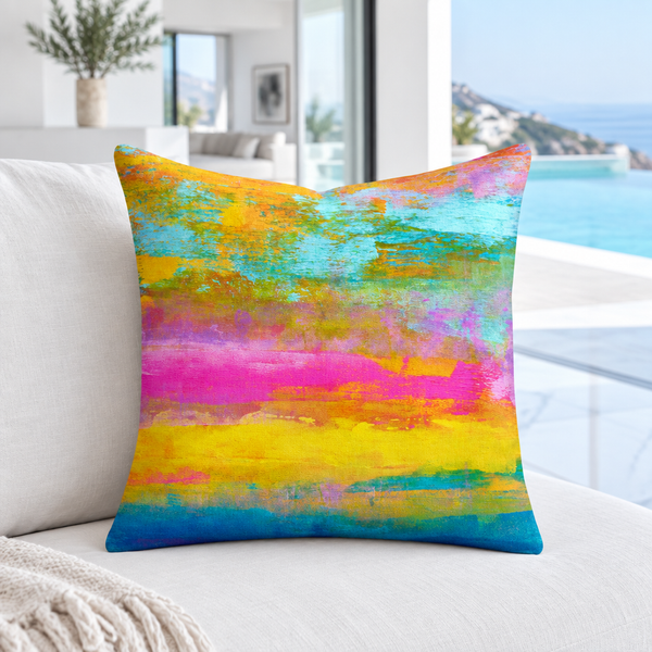 Opal pillow close-up in a white hillside villa