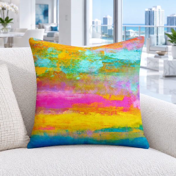Opal pillow close-up in a white Miami Beach condo