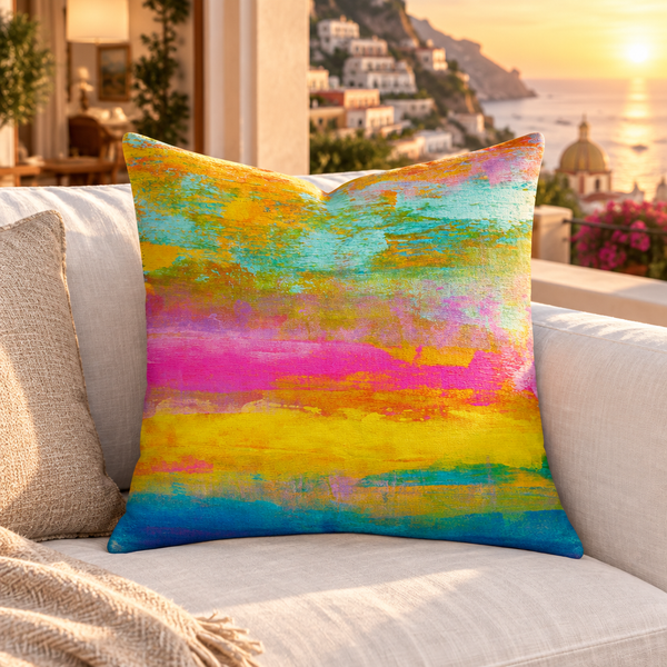 Opal pillow close-up in Positano at sunset