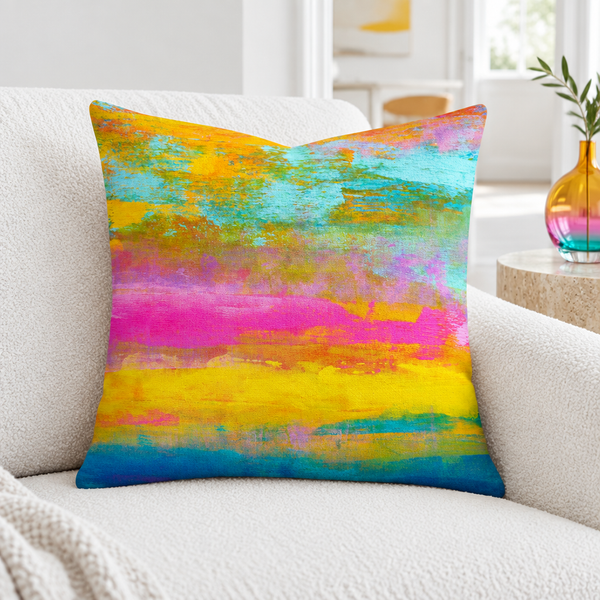Opal pillow close-up with one modern glass vase