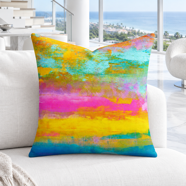 Opal pillow in a bright Malibu coastal penthouse