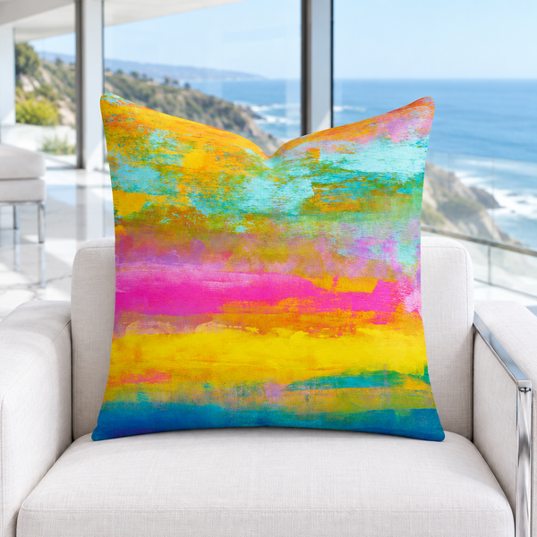 Opal pillow in a bright white Malibu glass pavilion