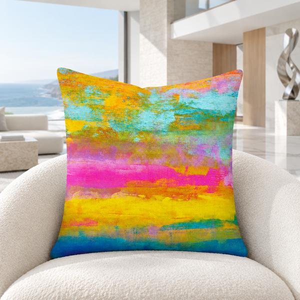 Opal pillow in a modernist Malibu limestone home