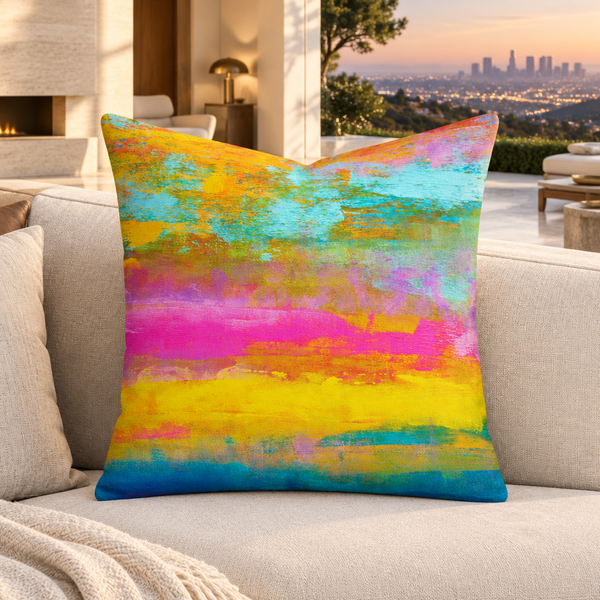 Opal pillow in a warm modern Hollywood Hills villa
