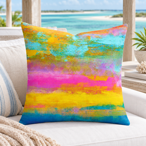 Opal pillow large close-up on a daybed in a Turks and Caicos pavilion