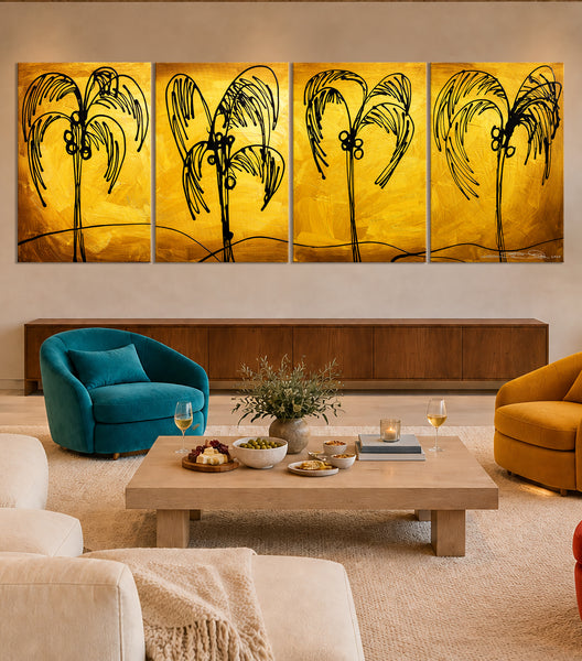 "Palm Trees Gold" Original Modern Abstract Painting