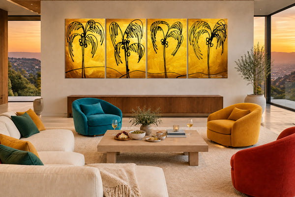 "Palm Trees Gold" Original Modern Abstract Painting