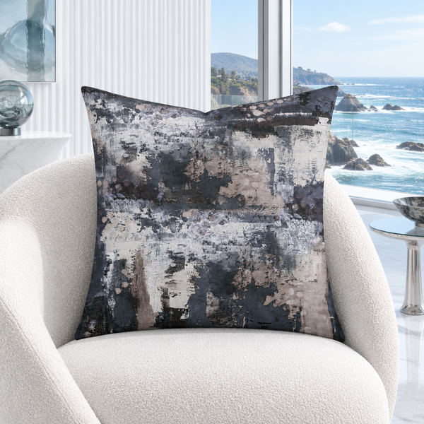 Perspective pillow in a modern Malibu oceanfront mansion