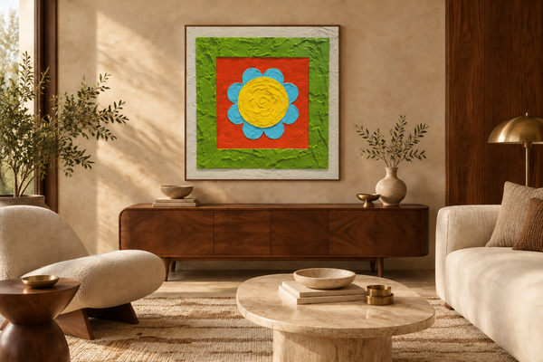 "Retro Flower" Original Modern Abstract Painting