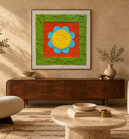 "Retro Flower" Original Modern Abstract Painting