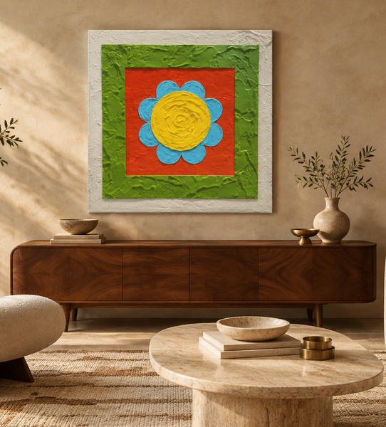 "Retro Flower" Original Modern Abstract Painting