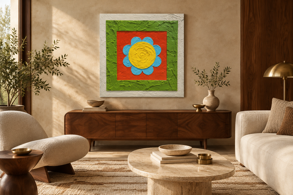 "Retro Flower" Original Modern Abstract Painting