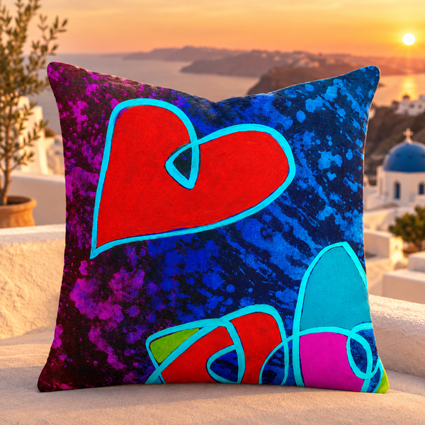 Santorini sunset, closer/larger - Happy 5 (18" art as 22")