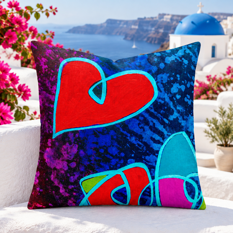 Santorini villa terrace, closer/larger - Happy 5 (18" art as 22")