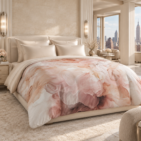 Soft Petals comforter in a luxury Manhattan penthouse suite
