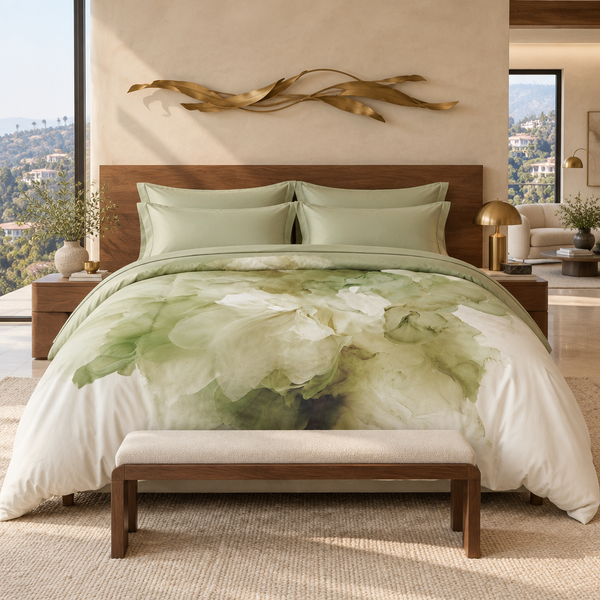 Spring Bloom comforter in a luxurious Hollywood Hills suite
