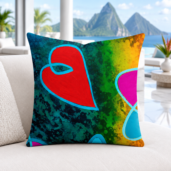 St. Lucia bright cool-white modern luxury resort suite - Happy 2 (18" art as 22")