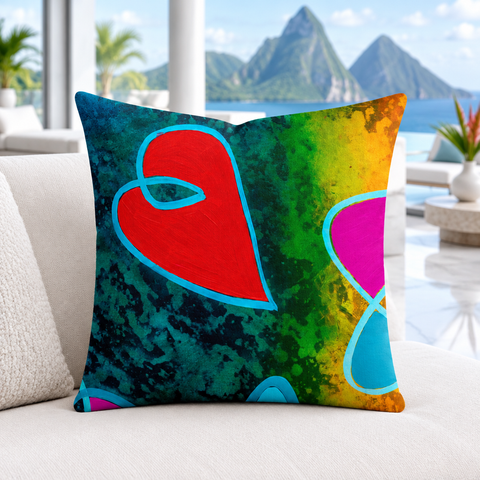 St. Lucia bright cool-white modern luxury resort suite - Happy 2 (18" art as 22")