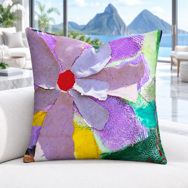 St. Lucia bright cool-white modern luxury resort suite - Modern Flower (v2 pose)