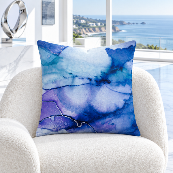 Storm - 3 pillow in a bright white Malibu residence
