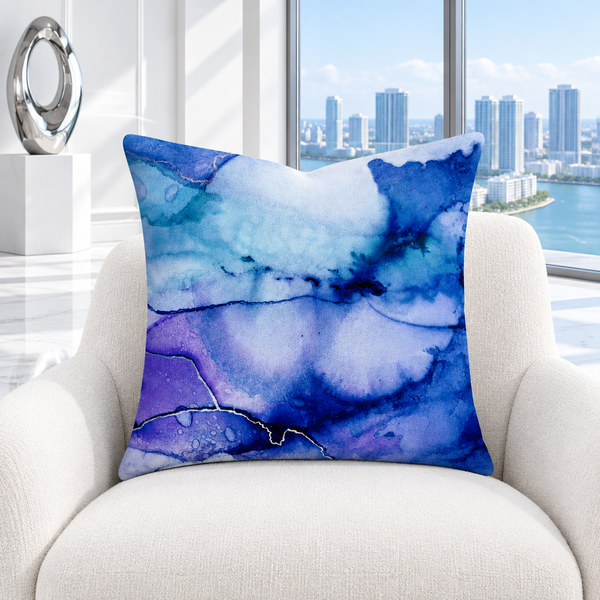 Storm - 3 pillow in a cool-white Miami gallery penthouse