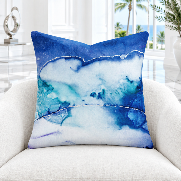 Storm pillow in a modern white Palm Beach mansion