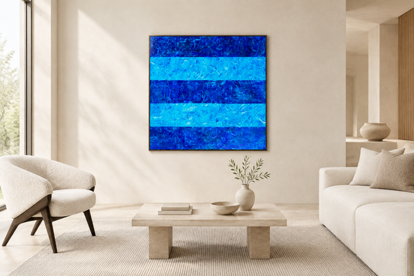 Stripes painting with a clean modern wood frame