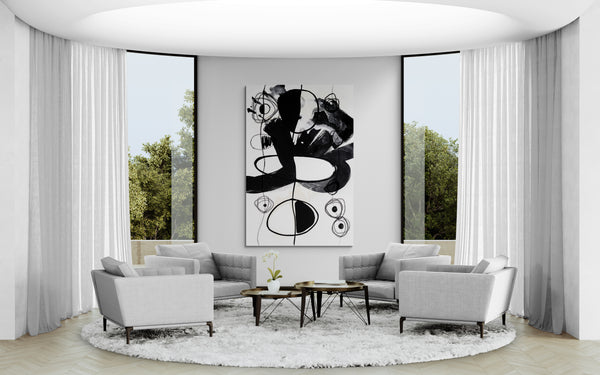 Abstract Wall Art -  Modern Black & White 3 - 4