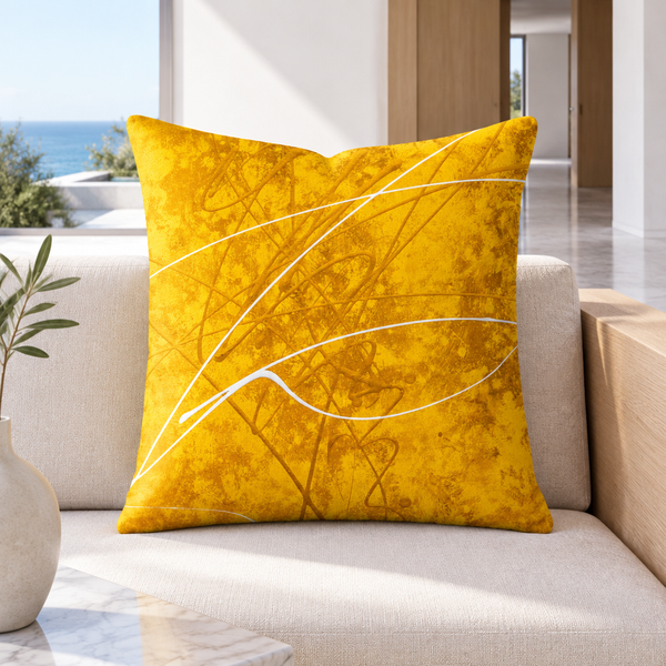 Sunny Day pillow in a modern Malibu courtyard home