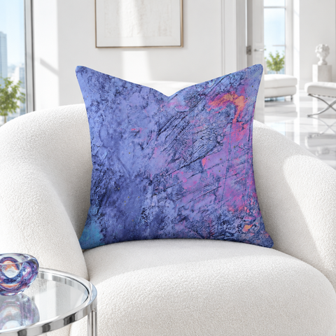 Sunrise pillow in a cool bright white room