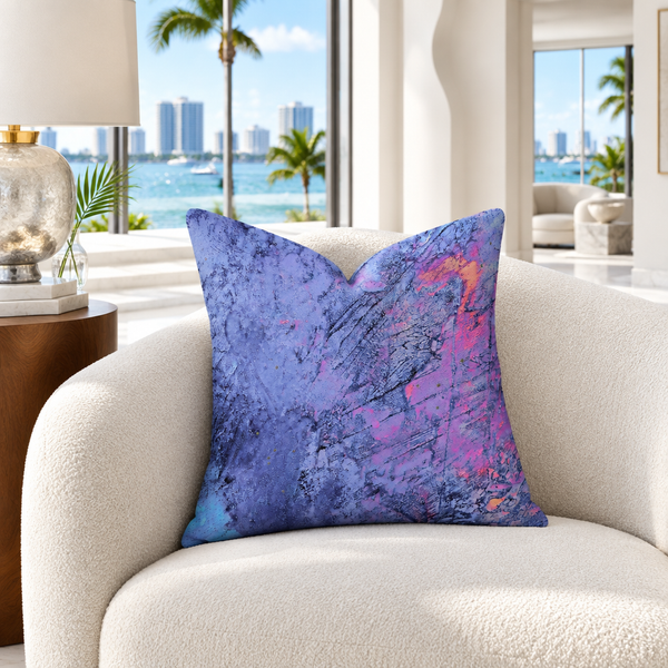 Sunrise pillow in a Miami waterfront lounge